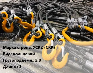 Строп канатный (чалка) УСК2 (СКК) кольцевой Грузопод.:2.8 L=3